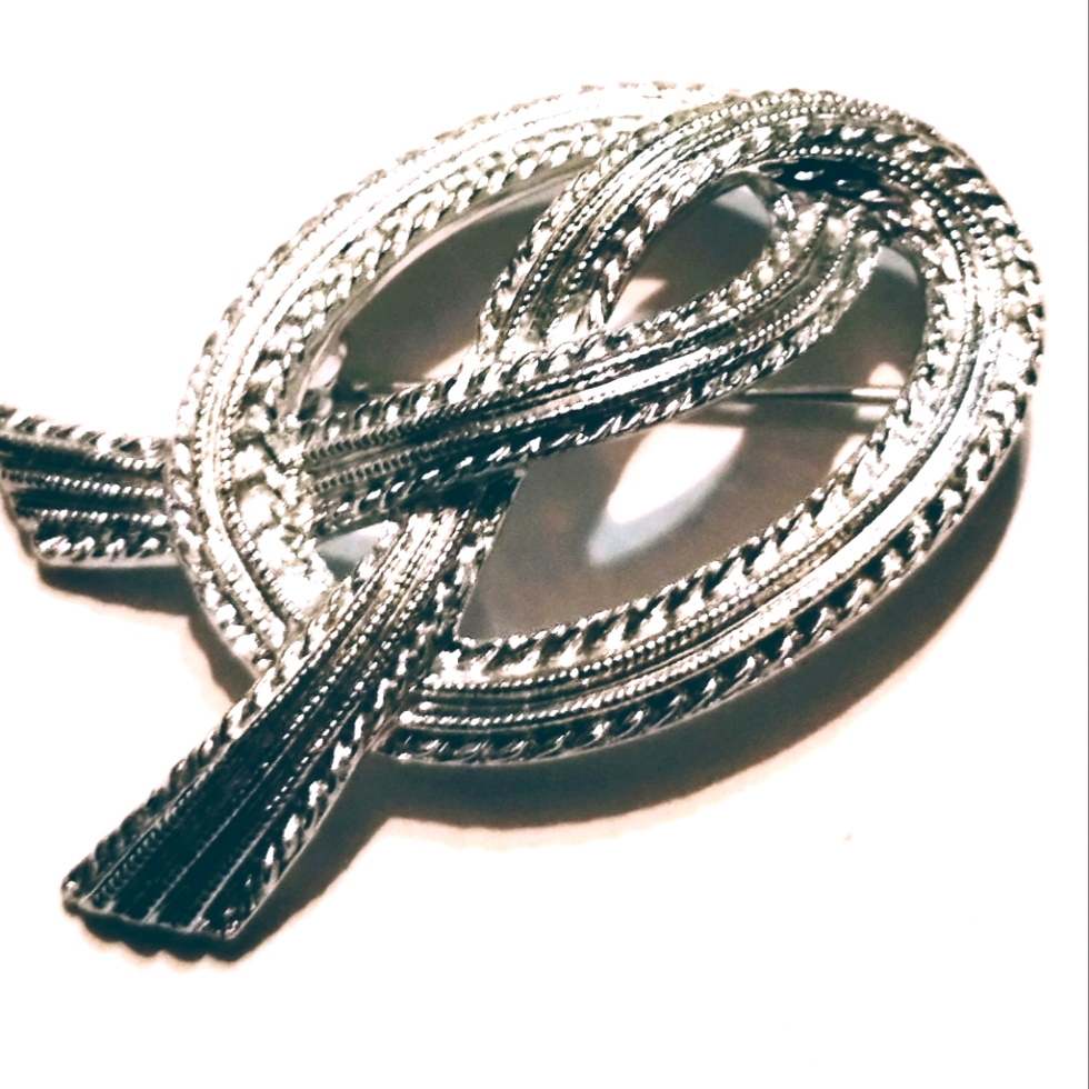 Vtg Emmons Signed Silver Rope Knot Open Pin Brooch
